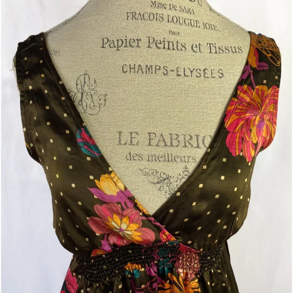 Anthropologie Flounce Brown Floral Halter Dress - Picture 6 of 11